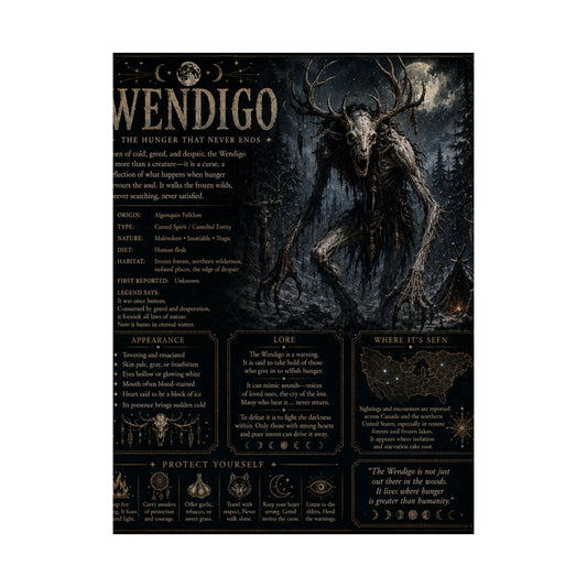 Satin Poster — "Wendigo" Mythology Art Print (210gsm)